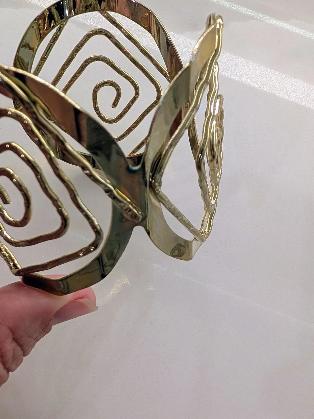 Gold Tone Spiral Cutout Cuff Bracelet - Picture 5 of 5